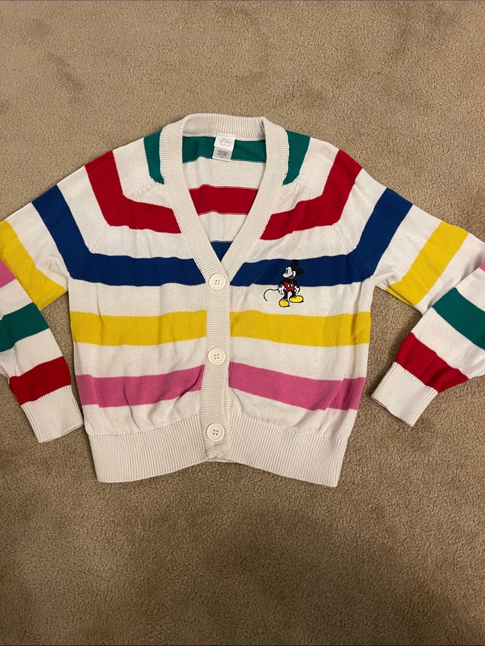 Disney 100 Multicolor Striped Mickey Cardigan XS Mickey Mouse